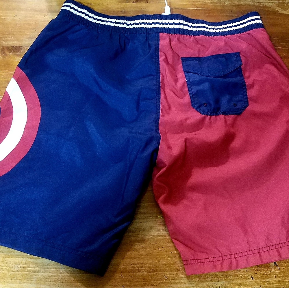 MARVEL Merona Captain America Black Men's XXL 2X Swim Trunks Shorts Swimsuit - Picture 3 of 5